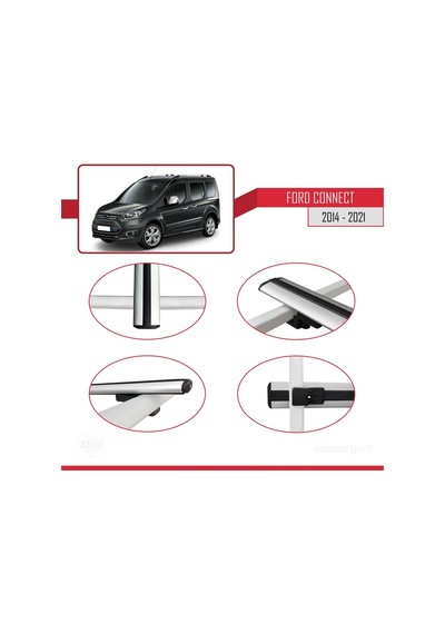Ford Connect 2014-2021 Arası İle Uyumlu Basic Model Ara Atkı Tavan Barı Gri 3 Adet