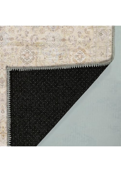 Ayrex Latte Dizayn Ryella Vintage Desenli Şönil Pamuk Tabanlı Yıkanabilir Kaymaz Antibakteriyel Salon Halısı 120x1 Diğer