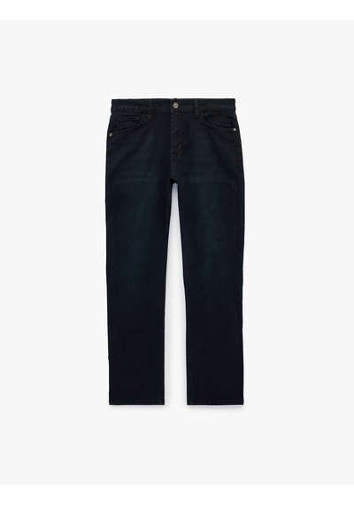 Koton Normal Bel Cepli Straight Fit Jean Pantolon - Mark Jean Koyu İndigo 7wam40372nd