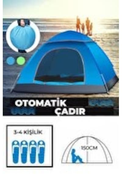Otomatik Hada Açılan Su Geçirmez Çadır 4 Kişilik Çok Renkli