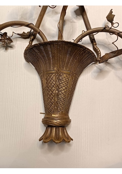 Antika 3 Kollu Pirinç Duvar Aplik 65x62x12cm 1 Adet