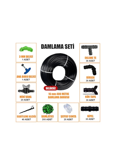 400 Metre Damla Sulama Seti Damlama Hortumu Ve Ek Parçaları Bahçe Ağaç Fidan Sebze Sulama Ekipmanlar