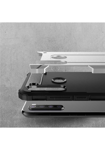 Noktaks - Redmi Note 8 Uyumlu - Kılıf Çift Katman Zırh Tank Crash Military Kapak - Mavi Mavi