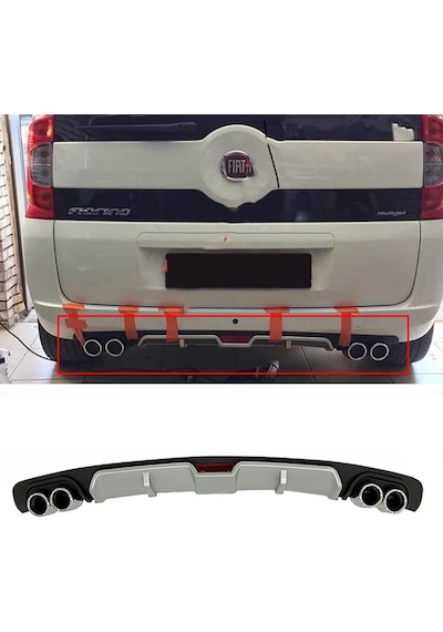 Fiat Fiorino Gri Difüzör 4 Krom Egzoz Görünümlü Difizör Arka Ek Body Kit