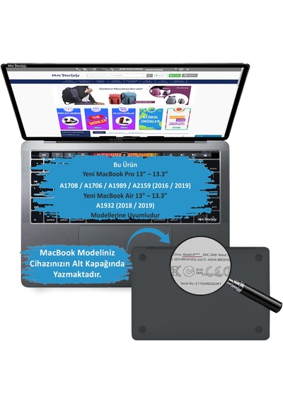 McStorey Apple Uyumlu MacBook Air Pro 13" Ekran Koruyucu A1706-08 A1989 2159 A1932 B.F