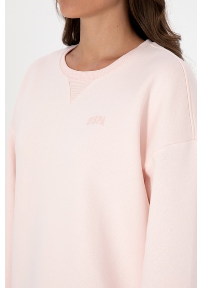 U.S. Polo Assn. Kadın Açık Pembe Şardonlu Bisiklet Yaka Basic Sweatshırt 50313586-VR078