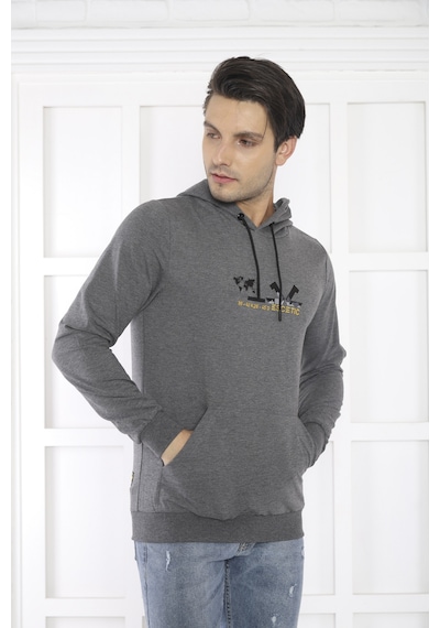 Escetic Spor Erkek G3 Melanj Cepli, Kapüşonlu Sweatshirt-4173