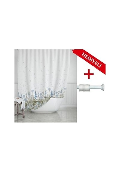 Ayrex Tropik Home Kır Banyo Perdesi Askı  180x200cm Tek Kanat Duş Perdesi, Renkli Çiçekli Banyo Duş Perdes Genel