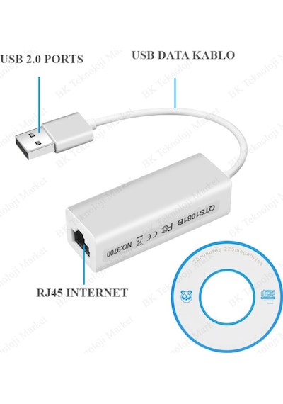 Lan Ağ Adaptörü USB to RJ45 Ethernet Çevirici Kablo