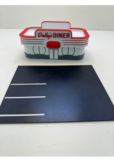3d Baskı 1/64 Ölçekli Dolly's Dinner Bina Tasarımlı Diorama Araç Sergileme Garajı