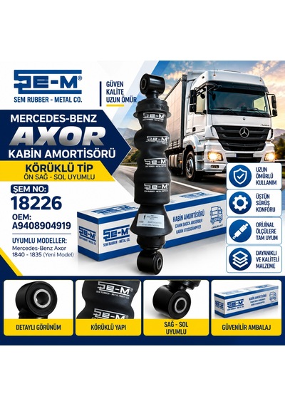 Mercedes Axor 1835 1840 Ön Körüklü Kabin Amortisörü Sağ Sol Şem 18226 A9408904919