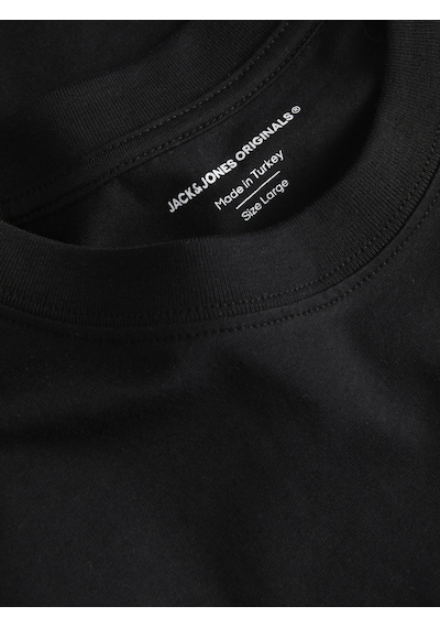 Jack & Jones Erkek Bisiklet Yaka Gögüs Baskili Tisört - New Plas - 12310180 Siyah