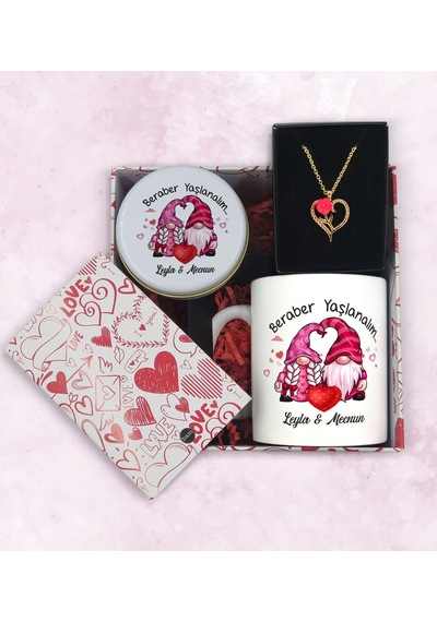 BK Gift Sevgiliye Özel Kutuda Hediye Seti, Kupa Bardak, Sevgili Hediyesi, Aşk Kolyesi, Kokulu Mum,Yıl Dönümü Hediyesi-3