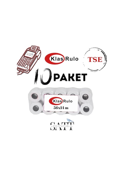Klas Rulo Yazar Kasa&pos Rulosu 56mmx14metre 10 Paket 100 Adet