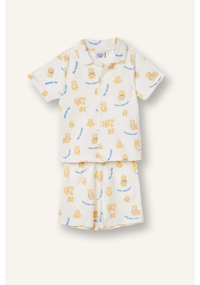 Defacto 2li Ayıcıklı Ecru Pijama Takımı Erkek Bebek H5379a526hser118 Ekru-er118