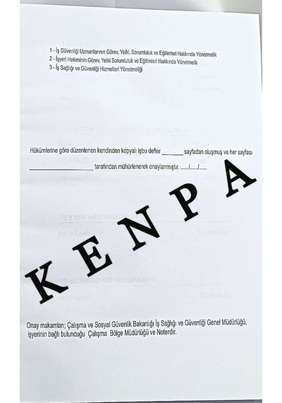 İş Sağlığı Ve Güvenliğine Tespit Öneri Defteri Ciltli Numaralı