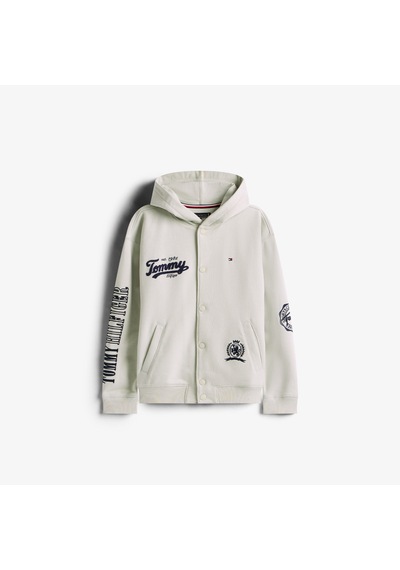 Tommy Hilfiger Varsity Graphic Snap Button Çocuk Bej Sweatshirt Kb0kb09752 Bej