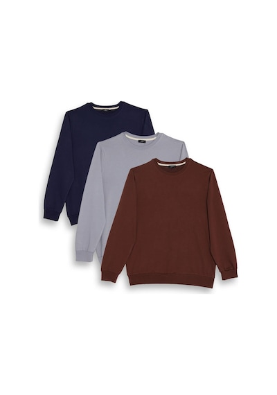 Tudors Erkek 3'lü Lacivert-gri-kahverengi Relax Fit Rahat Kesim %100 Pamuk 2 İplik Bisiklet Yaka Sweatshirt-41614 Çok Renkli Tudors Erkek 3'lü Lacivert-gri-kahverengi Relax Fit Rahat Kesim %100 Pamuk 2 İplik Bisiklet Yaka Sweatshirt-41614 Çok Renkli