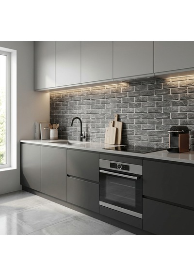 30x60 Cm Kendinden Yapışkanlı Duvar,banyo,tezgah Arası Kaplama Gri Tuğla Desen 6 Adet 30 X 60 Cm