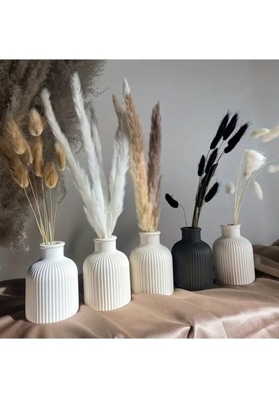 Bernami Mumluk Şamdanpinterest 2 Li 10 Cm Çizgili Vazo Siyah&beyaz İskandinav Tarzı Bohem Hediyelik Pampas Vazosu Diğer