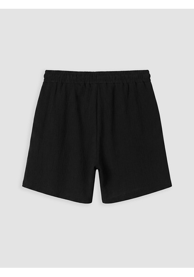 Lcw Comfort Siyah Beli Lastikli Dokulu Kadın Şort