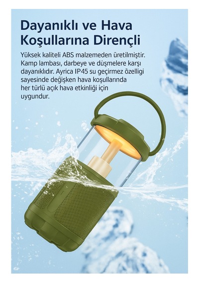 Kamp Lambası Ve Bluetooth Speaker Işıklı Kablosuz El Tutamaçlı Kampta Tatilde Tatilde Ofis Ve Ev