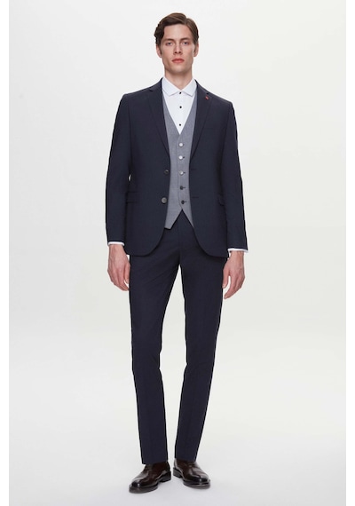 Twn Slim Fit Lacivert Armürlü Takim Elbise Kombinli 3efy5kmbn0552 Lacivert