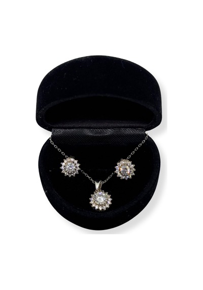 Oya Silver Işıltılı Daisy Gümüş Set&takım