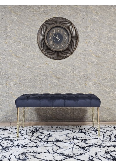 Zafir Gold Tel Ayaklı 90 Cm Puf Bench - Puf - Bench - Kasalı Oturak - Oturak - Yatak Ucu Puf Füme