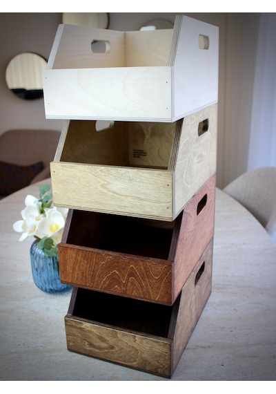 Doğal Huş Ağacından Verniksiz 7 İnç Plak Kutusu - Organizer Kutu - Birch Wood 7" Record Box Natural
