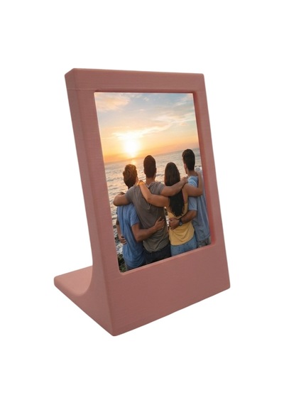 Masaüstü Instax Uyumlu Fotoğraf Standı Dekoratif Sevgili Çift Çerçevesi Toz Pembe