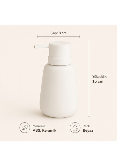 The Voguemaxima Sıvı Sabunluk Beyaz Abs Seramik 8x15 Cm