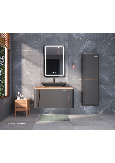 Shower Grande 100 Cm Antrasit Gri Banyo Dolabı Antrasit - Gri