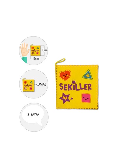 Tox Şekiller Kumaş Sessiz Kitap T395 - Bez Kitap , Eğitici Oyuncak , Yumuşak Ve Hışırtılı