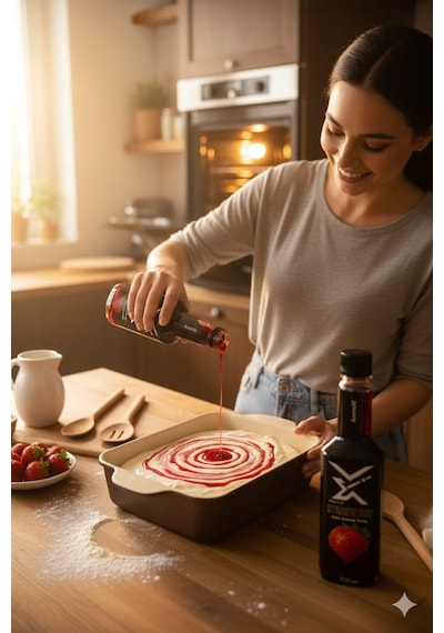 Çilek Aromalı Konsantre Şurup 700 Ml Kokteyl, Kahve, Smoothie Ve Tatlılar İçin Profesyonel Kullanım