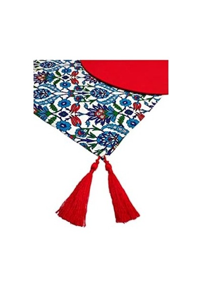 Çini Desenli Runner 6&apos Lı Kırmızı Supla Set V00020886 Açık Bej