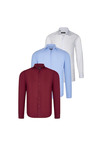 Üçlü Set G726 Dewberry Gömlek-beyaz-mavi-bordo Beyaz-mavi-bordo