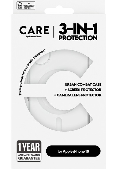 Care By Panzerglass Flagship Apple Uyumlu iPhone 16 3'lü Çerçeve Aparatlı Çerçeve Aparatlı Telefon Koruma Seti