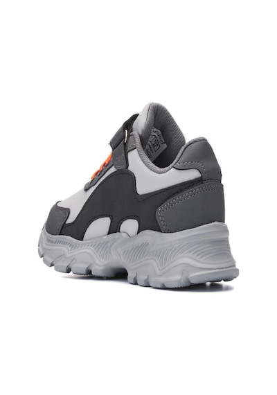 Venuma Rahat Çocuk Spor Ayakkabı Sneaker Cilt Filet Siyah/gri/turuncu Gri - Turuncu - Siyah