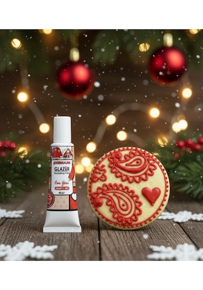 Şeker&sugar Yılbaşı Kurabiye Ve Cupcake İçin Yenilebilir Kırmızı Glazür 40gr