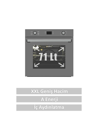 Alveus MFA 627 71 L Dijital Ankastre Fırın Gri