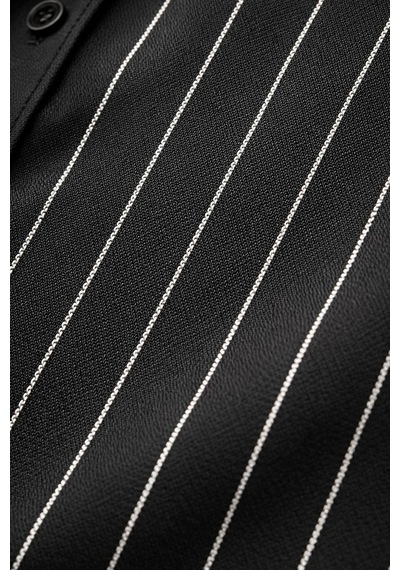 Classics Men Jet Polo Uzun Kol Slim Fit Erkek Çizgili Gömlek - 7574 Siyah