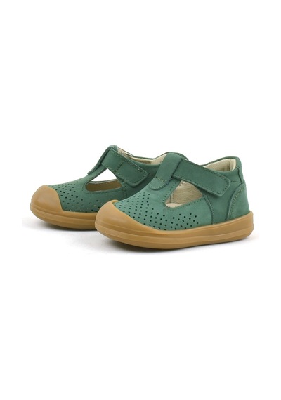 Rakerplus Hakiki Deri Cırtlı Anatomik Unisex Bebek Sandalet Yeşil
