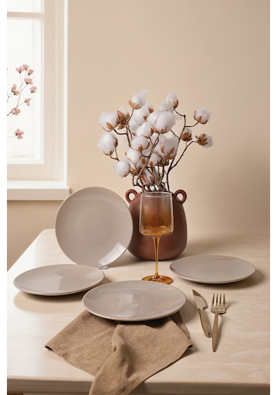 Keramika Taupe Ege Pasta Tabağı 20 Cm 4 Adet 594 Krem