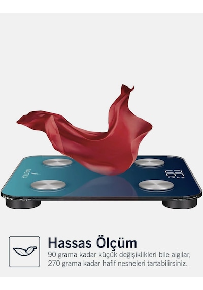 Nautica Bluetooth Vücut Analizli Yağ Kas Su Ölçer Hassas Akıllı Tartı Baskül Navy Mavi