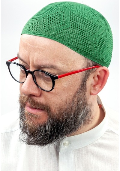 Ilmek Dantel Örme Namaz Takkesi - Yeşil