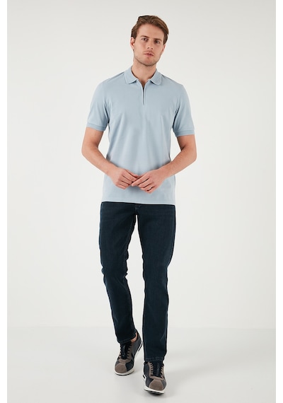 Buratti Pamuklu Regular Fit Yarım Fermuarlı Erkek Polo Yaka T Shirt 5901029 Açık Gri