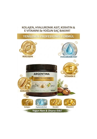 Argentina Keratin At Kuyruğu Saç Bakım Maskesi 500 ML