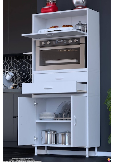 Mila 80 Cm Fırın Uyumlu Açık Raflı Kahve Köşesi Mutfak Kiler Banyo Dolabı 2 Çekmece 3 Kapaklı Dolap Beyaz Mila 80 Cm Fırın Uyumlu Açık Raflı Kahve Köşesi Mutfak Kiler Banyo Dolabı 2 Çekmece 3 Kapaklı Dolap Beyaz