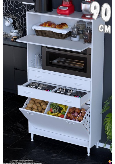 Duru 90 Cm Çok Amaçlı Fırın Dolabı 2 Çekmeceli 3 Göz Sepetli Kapaklı Banyo Kirli Çamaşır Dolabı Beyaz Duru 90 Cm Çok Amaçlı Fırın Dolabı 2 Çekmeceli 3 Göz Sepetli Kapaklı Banyo Kirli Çamaşır Dolabı Beyaz